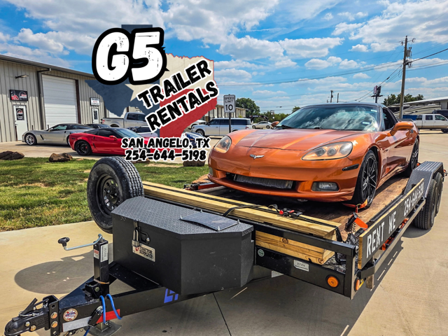 20ft car hauler trailer rental with drive-over fenders in San Angelo TX - G5 Trailer Rentals