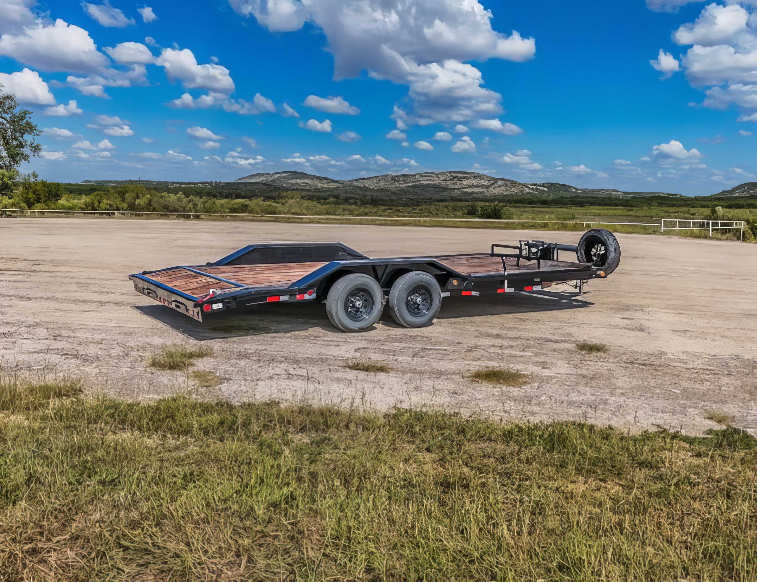 Load Trail car hauler trailer with treated wood deck - professional trailer rental
